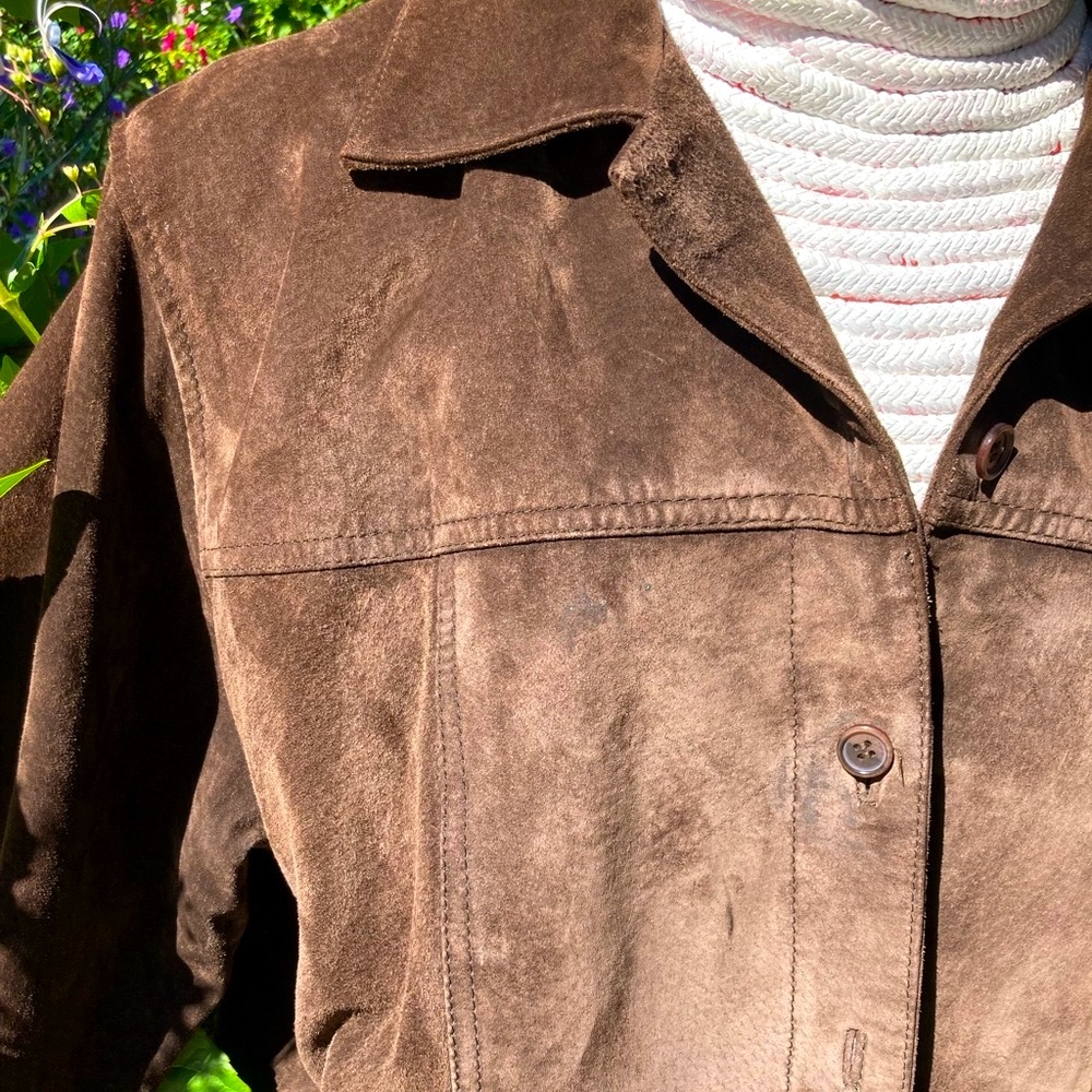 Vintage Chocolate Brown Leather Button Down Jacket - image 4